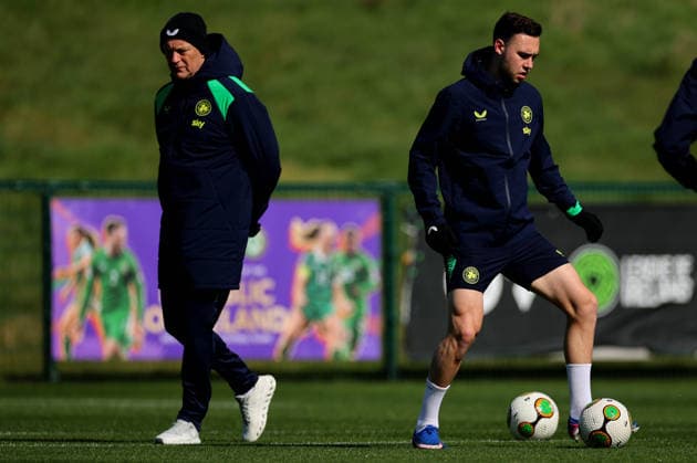 Republic of Ireland Squad Training, FAI National Training Centre, Abbotstown 28 3 2026 Head coach Heimir Hallgrimsson and Harvey Vale Heimir Hallgrimsson and Harvey Vale 28 3 2026  Copyright: x INPHO RyanxByrnex RB2_2396
