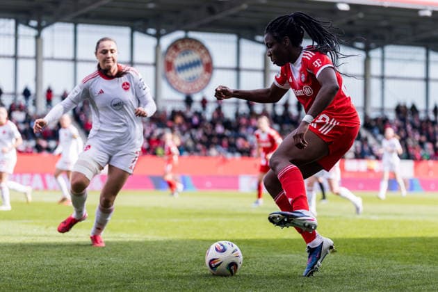 Google Pixel Frauen Bundesliga, FC Bayern München 1 FC Nürnberg 28 03 2026 Edna Imade FC Bayern München, 29 am Ball Google Pixel Frauen Bundesliga, FC Bayern München 1 FC Nürnberg, München, FC Bayern Campus am 28 03 2026 DFB REGULATIONS PROHIBIT ANY USE OF PHOTOGRAPHS AS IMAGE SEQUENCES AND OR QUASI VIDEO Copyright: xBEAUTIFULxSPORTS Wunderlx