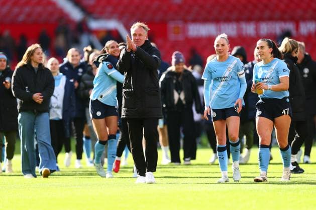 Manchester City manager Andree Jeglertz celebrates at the end of the match Manchester United, ManU Women v Manchester City Women, Barclays Women s Super League 2025-26, Football, Old Trafford, Manchester, UK - 28 Mar 2026Manchester Old Trafford United Kingdom EDITORIAL USE ONLY No use with unauthorised audio, video, data, fixture lists, club league logos or live services. Online in-match use limited to 120 images, no video emulation. No use in betting, games or single club league player publications.  Copyright: xPaulxCurrie Shutterstockx 16788951ap