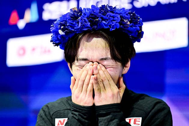 Yuma KAGIYAMA (JPN), at Kiss & Cry, during Men Free Skating, at the ISU Figure skating, Eiskunstlauf World Championships 2026, at O2 Arena, on March 28, 2026 in Prague, Czechia. Noxthirdxpartyxsales  aflo_325186169