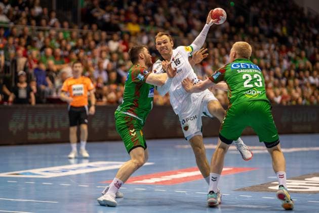 Germany HBL DAIKIN Handball Bundesliga 2025 2026, 26 Matchday SC Magdeburg vs Füchse Berlin GETEC Arena Magdeburg Mathias Gidsel Füchse Berlin, 19 on the ball Copyright: xTomxLauruschkatx