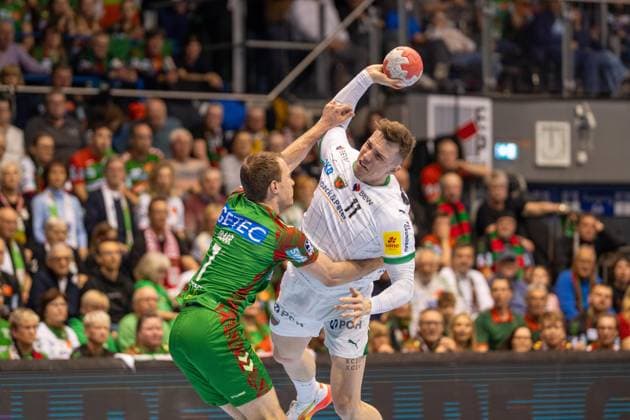 Germany HBL DAIKIN Handball Bundesliga 2025 2026, Matchday 26 SC Magdeburg vs Füchse Berlin GETEC Arena Magdeburg Lasse Andersson Füchse Berlin, 11 on the ball Copyright: xTomxLauruschkatx