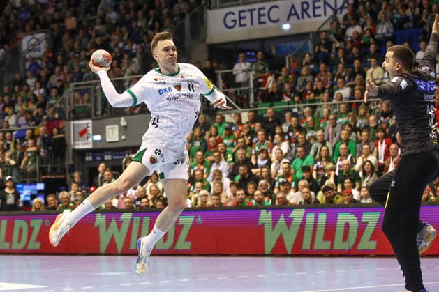 28 03 2026, xtgx, Handball, Daikin HBL, SC Magdeburg Füchse Berlin v l Lasse Andersson Berlin, 11 throws goal, Torschuetze, scores goal, Treffer, scores the goal Magdeburg