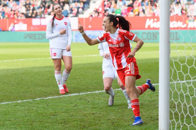 MUNICH, GERMANY - MARCH 28: Natalia Padilla-Bidas (23 FC Bayern Munich) celebrates her goal during the Google Pixel Frauen-Bundesliga match between FC Bayern Munich and 1. FC Nuremberg at FC Bayern Campus Munich, Germany. Copyright: xSvenxBeyrich SPPx Sportspressphoto_SPR119975