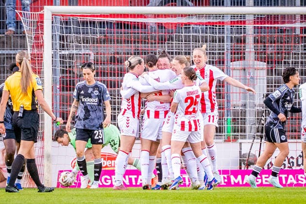 Germany Soccer Google Pixel Women Bundesliga 2025 2026 1 FC Köln vs Eintracht Frankfurt 22 Matchday Franz Kremer Stadium Cologne Goal and goal celebration to 1 0 by Marina Hegering 1 FC Köln, 33 Joy, emotions, jubilation, enthusiasm, happy, celebrate Copyright: xOrhanxHabashx