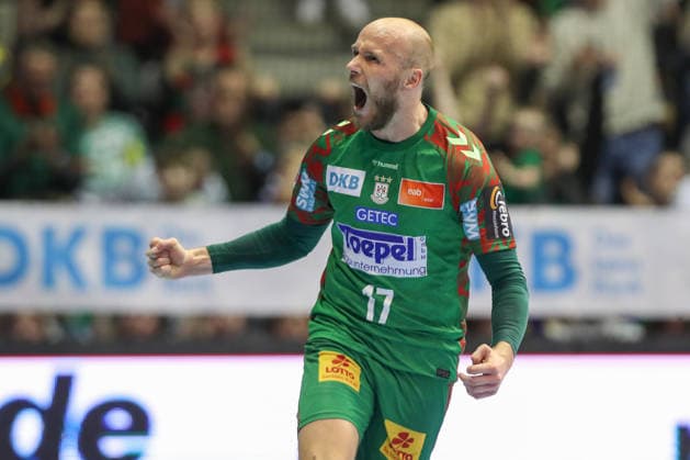 28 03 2026, xtgx, Handball, Daikin HBL, SC Magdeburg Füchse Berlin v l Tim Hornke Magdeburg, 17 Jubel, Torjubel, jubelt ubelt ueber das Tor, celebrate the goal, celebration Magdeburg
