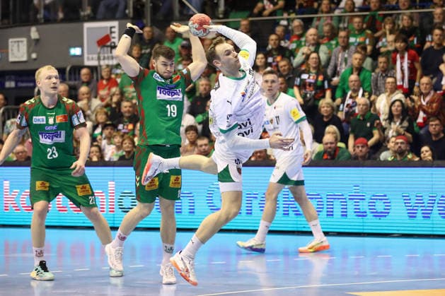 28 03 2026, xtgx, Handball, Daikin HBL, SC Magdeburg Füchse Berlin v l Mathias Gidsel Berlin, 19 throws goal, Torschuetze, scores goal, Treffer, scores the goal Magdeburg