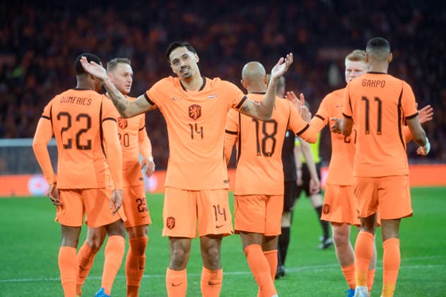 Amsterdam The Netherlands 27th March 2026 International football Friendly The Netherlands vs Norway in the Johan Cruijff Arena Tijjani Reijnders The Netherlands celebrates his goal. national, team, squad, Norge, Nederland, Holland, Norsk, soccer, voetbal, dutch