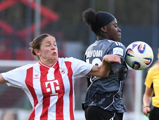 28 03 2026, xophax, Fußball , Frauen Bundesliga Google Pixel Frauen Bundesliga 25 26 1 FC Köln vs Eintracht Frankfurt Laura Feiersinger 1 FC Köln , left and Etonam Nicole Anyomi , right Frankfurt DFL DFB REGULATIONS PROHIBIT ANY USE OF PHOTOGRAPHS as IMAGE SEQUENCES and or QUASI VIDEO Koeln