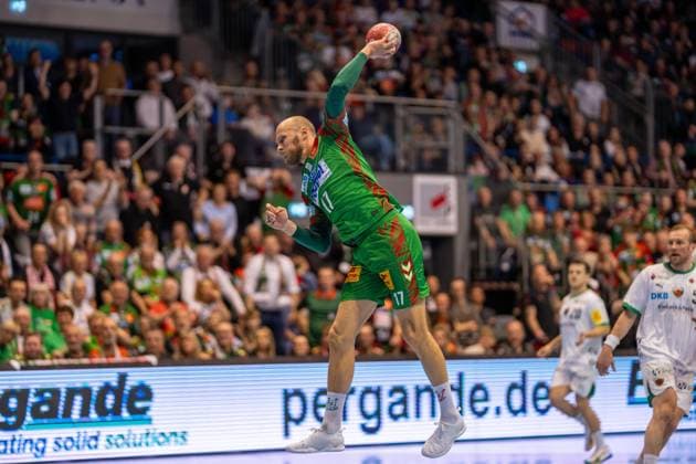 Germany HBL DAIKIN Handball Bundesliga 2025 2026, 26 Matchday SC Magdeburg vs Füchse Berlin GETEC Arena Magdeburg Tim Hornke SC Magdeburg, 17 on the ball Copyright: xTomxLauruschkatx