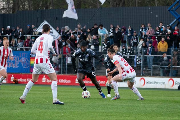 COLOGNE, GERMANY - MARCH 28: Nicole Anyomi (19 Eintracht Frankfurt Frauen) during the Google Pixel Frauen-Bundesliga between 1. FC Köln and Eintracht Frankfurt at Franz-Kremer-Stadion on March 28, 2026 in Cologne, Germany. (Photo by Qianru Zhang Press Photo) Copyright: xQianruxZhang SPPx Sportspressphoto_SPR120138