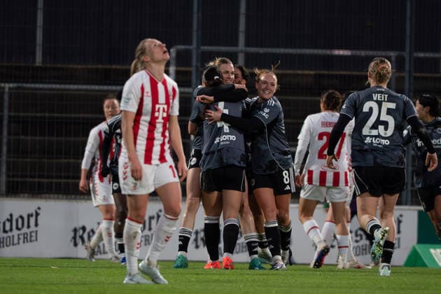 COLOGNE, GERMANY - MARCH 28: Player of Eintracht Frankfurt Frauen celebrate the goal during the Google Pixel Frauen-Bundesliga between 1. FC Köln and Eintracht Frankfurt at Franz-Kremer-Stadion on March 28, 2026 in Cologne, Germany. (Photo by Qianru Zhang Press Photo) Copyright: xQianruxZhang SPPx Sportspressphoto_SPR120217