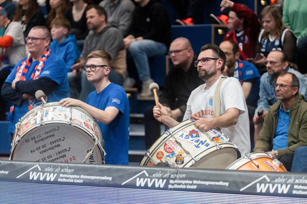 Weissenfels fans cheer on their team Syntainics MBC vs Rasta Vechta, Basketball, 1 Basketball Bundesliga, Matchday 26, Season 2025 2026, 28 03 2026 Syntainics MBC vs Rasta Vechta, Basketball, 1 Basketball Bundesliga, Matchday 26, Season 2025 2026, 28 03 2026 Weissenfels Copyright: xEibner-Pressefoto PiaxSchindlerx EP_PSR