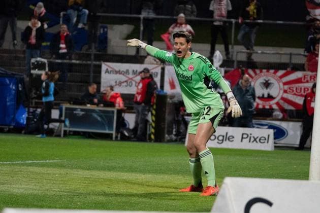 COLOGNE, GERMANY - MARCH 28: Goalkeeper Lina Altenburg (12 Eintracht Frankfurt Frauen) during the Google Pixel Frauen-Bundesliga between 1. FC Köln and Eintracht Frankfurt at Franz-Kremer-Stadion on March 28, 2026 in Cologne, Germany. (Photo by Qianru Zhang Press Photo) Copyright: xQianruxZhang SPPx Sportspressphoto_SPR120246