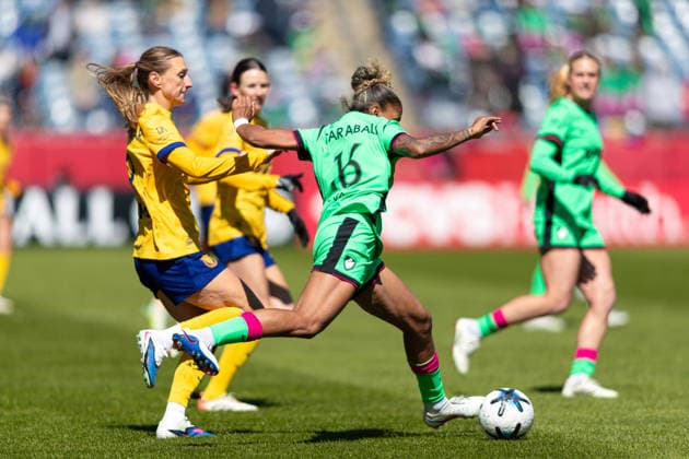 March 28, 2026; Foxborough, Massachusetts, USA; Boston Legacy FC defender Jorelyn Carabali (16) gets to the ball in a National WomenÃ¢â‚¬â ¢s Soccer League game between the Boston Legacy and Utah Royals FC at Gillette Stadium. (c) CSM NWSL 2026: Royals Vs Legacy MAR 28  - ZUMAc04_ 20260328_zma_c04_033 Copyright: xBurtxGranofskyx