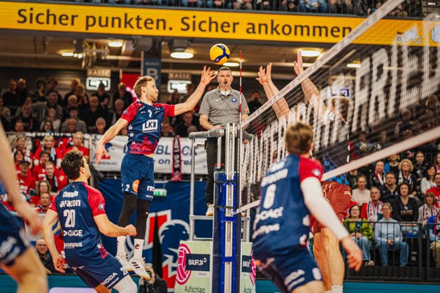 Volleyball Men Season 2025 2026 Volleyball Bundesliga Playoff Quarterfinals SVG Lüneburg vs WWK Volleys Herrsching 28 03 2026 Daniel Gruvaeus 2 SVG Lüneburg at pick-up
