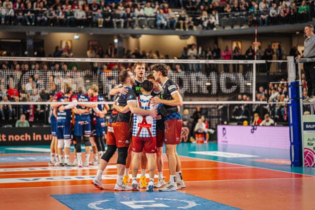 Volleyball Men Season 2025 2026 Volleyball Bundesliga Playoff Quarterfinals SVG Lüneburg vs WWK Volleys Herrsching 28 03 2026 The WWK Volleys Herrsching are happy about the point won