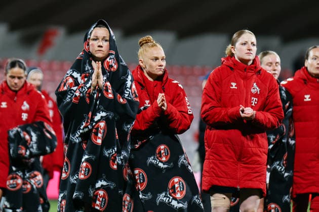 Google Pixel Frauen Bundesliga 1 FC Köln Eintracht Frankfurt 28 03 2026 Marina Hegering 1 FC Köln, 33 , Laura Vogt 1 FC Köln, 8 Irina Fuchs 1 FC Köln, 34 after the match Google Pixel Frauen Bundesliga 1 FC Köln Eintracht Frankfurt Köln, Franz Kremer Stadion 28 03 2025 DFB REGULATIONS PROHIBIT ANY USE OF PHOTOGRAPHS AS IMAGE SEQUENCES AND OR QUASI VIDEO Copyright: xBEAUTIFULxSPORTS Freisenx
