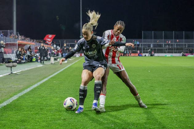 28 03 2026, xgrfx, Fußball Google Pixel Frauen Bundesliga, 1 FC Köln Eintracht Frankfurt v l Nadine Riesen Eintracht Frankfurt , Lydia Andrade 1 FC Köln DFL DFB REGULATIONS PROHIBIT ANY USE OF PHOTOGRAPHS as IMAGE SEQUENCES and or QUASI VIDEO Köln