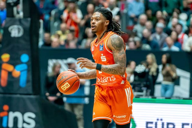 Chemnitz, Germany March 28, 2026 1 BBL 2025 2026 Niners Chemnitz vs EWE Baskets Oldenburg In the picture Nike Sibande 99 Copyright: xFotostandx xNachtigallx