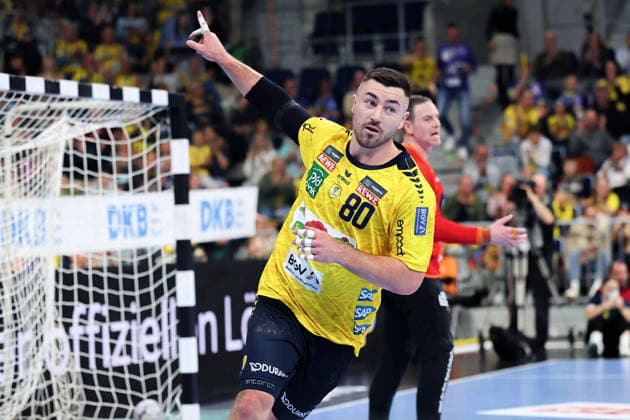 Score by Jannik Kohlbacher Rhein Neckar Loewen, 80 GER, Rhein Neckar Loewen vs HWG Wetzlar, Handball, 1 Bundesliga, 26 Matchday Season 2025 2026, 28 03 2026 GER, Rhein Neckar Loewen vs HWG Wetzlar, 1 Bundesliga, 26 Matchday, Season 2025 2026, 28 03 2026 Mannheim Copyright: xEibner-Pressefoto JoergxHirschx EP_JHH