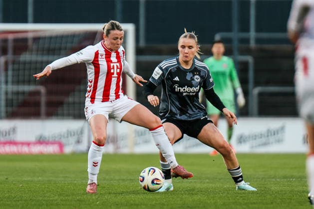 Google Pixel Frauen Bundesliga 1 FC Köln Eintracht Frankfurt 28 03 2026 Sandra Maria Jessen 1 FC Köln, 6 in duel with Jella Veit Eintracht Frankfurt, 25 Google Pixel Frauen Bundesliga 1 FC Köln Eintracht Frankfurt Köln, Franz Kremer Stadion 28 03 2025 DFB REGULATIONS PROHIBIT ANY USE OF PHOTOGRAPHS AS IMAGE SEQUENCES AND OR QUASI VIDEO Copyright: xBEAUTIFULxSPORTS Freisenx