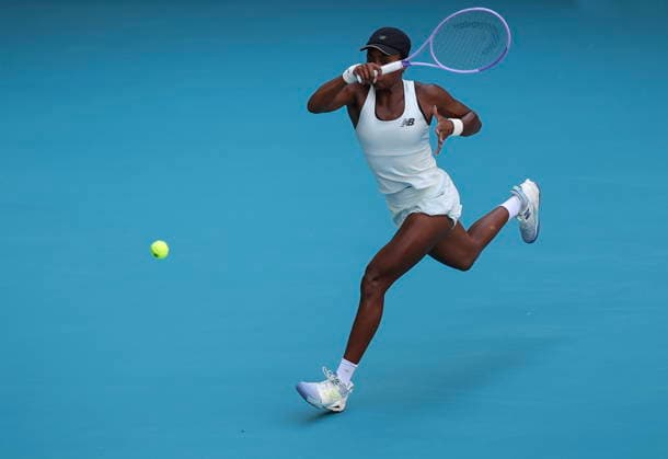 Tennis 2026 Miami Open - Women s final Coco Gauff of the USA in action against Aryna Sabalenka of Belarusia during the Women s Final match at the 2026 Miami Open tennis tournament at the Hard Rock Stadium in Miami, Florida, USA, 28 March 2026. MIAMI FLORIDA United States  Copyright: xCRISTOBALxHERRERA-ULASHKEVICHx