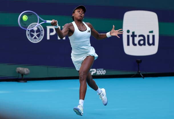 Tennis 2026 Miami Open - Women s final Coco Gauff of the USA in action against Aryna Sabalenka of Belarusia during the Women s Final match at the 2026 Miami Open tennis tournament at the Hard Rock Stadium in Miami, Florida, USA, 28 March 2026. MIAMI FLORIDA United States  Copyright: xCRISTOBALxHERRERA-ULASHKEVICHx
