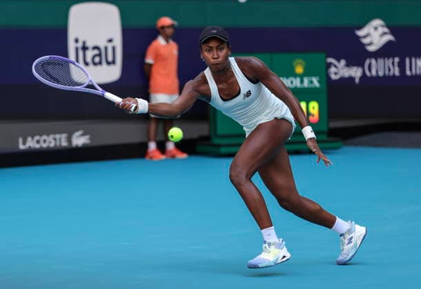 Tennis 2026 Miami Open - Women s final Coco Gauff of the USA in action against Aryna Sabalenka of Belarusia during the Women s Final match at the 2026 Miami Open tennis tournament at the Hard Rock Stadium in Miami, Florida, USA, 28 March 2026. MIAMI FLORIDA United States  Copyright: xCRISTOBALxHERRERA-ULASHKEVICHx
