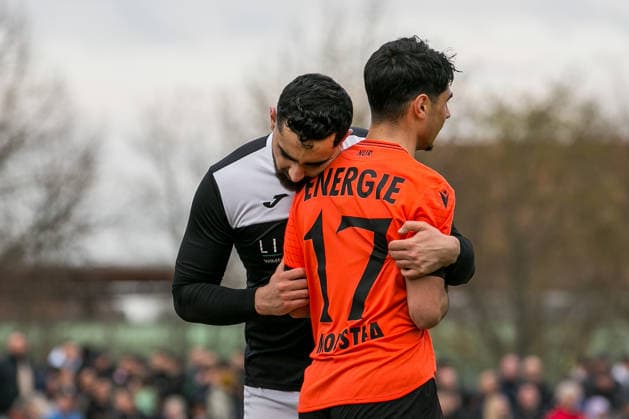 Blankenfelde Mahlow, Germany 28 March 2026 Brandenburg State Cup 2025 2026 semi-final BSC Preußen 07 v FC Energie Cottbus Pictured from left Abdul Allamyar BSC Preußen and Can Moustfa Energie Cottbus Sports ground Beethovenstraße Brandenburg Copyright: xFotostandx xWeilandx