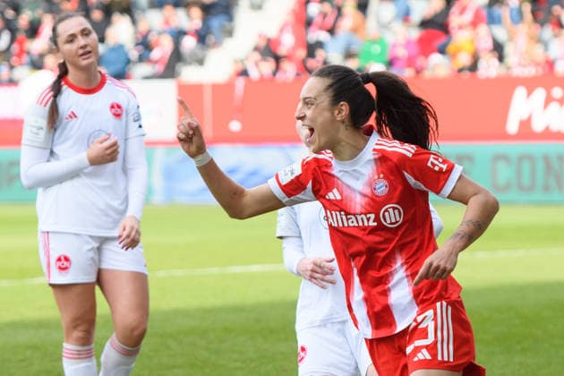 MUNICH, GERMANY - MARCH 28: Natalia Padilla-Bidas (23 FC Bayern Munich) celebrates her goal during the Google Pixel Frauen-Bundesliga match between FC Bayern Munich and 1. FC Nuremberg at FC Bayern Campus Munich, Germany. Copyright: xSvenxBeyrich SPPx Sportspressphoto_SPR120633