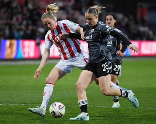 28 03 2026, xophax, Fußball , Frauen Bundesliga Google Pixel Frauen Bundesliga 25 26 1 FC Köln vs Eintracht Frankfurt Jella Veit , right Frankfurt and Pauline Bremer 1 FC Köln DFL DFB REGULATIONS PROHIBIT ANY USE OF PHOTOGRAPHS as IMAGE SEQUENCES and or QUASI VIDEO Koeln