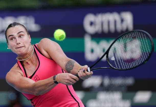 Tennis 2026 Miami Open - Women s final Aryna Sabalenka in action during her match against Coco Gauff of USA during the Women s Final match at the 2026 Miami Open tennis tournament at the Hard Rock Stadium in Miami, Florida, USA, 28 March 2026. MIAMI FLORIDA United States  Copyright: xCRISTOBALxHERRERA-ULASHKEVICHx