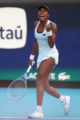March 28, 2026, Miami Gardens, Florida, USA: COCO GAUFF (USA) reacts during her women s singles finals match against ARYNA SABALENKA, at the Miami Open at Hard Rock Stadium in Miami Gardens, Florida. ARYNA SABALENKA won the womenâ€⠢s singles title after defeating COCO GAUFF (USA) 6:2, 4:6, 6:3. Tennis 2026: Miami Open Womenâ€⠢S Singles Finals: Sablenka 6:2, 4:6, 6:3 Gauff - ZUMAv151 20260328_zsp_v151_047 Copyright: xLorenzoxVasquezx