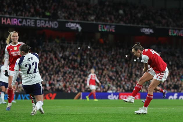 Goal scored by Caitlin Foord during the Barclays Women s Super League match between Arsenal Women and Tottenham Hotspur Women at Emirates Stadium, London, England on 28 March 2026. Copyright: xJoshuaxSmithx 40980204