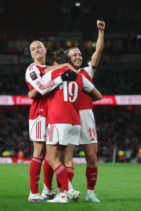 Goal celebrations for Caitlin Foord during the Barclays Women s Super League match between Arsenal Women and Tottenham Hotspur Women at Emirates Stadium, London, England on 28 March 2026. Copyright: xJoshuaxSmithx 40980210