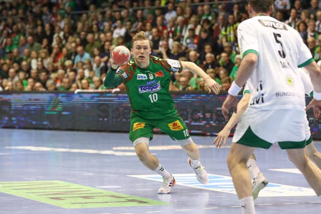 28 03 2026, xtgx, Handball, Daikin HBL, SC Magdeburg Füchse Berlin v l Gisli Thorgeir Kristjansson Magdeburg, 10 Magdeburg