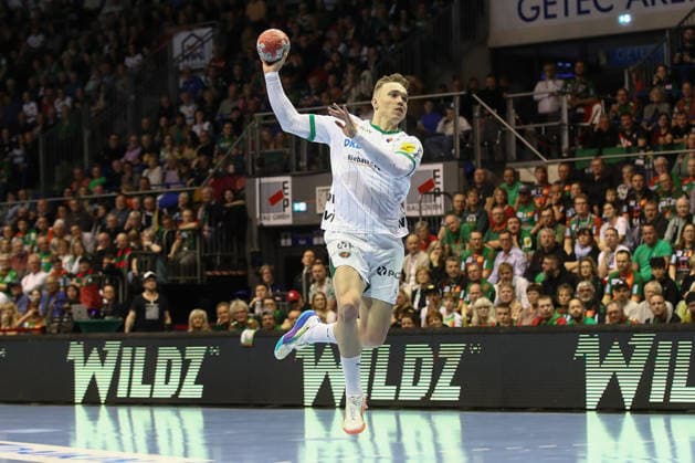 28 03 2026, xtgx, Handball, Daikin HBL, SC Magdeburg Füchse Berlin v l Lasse Andersson Berlin, 11 throws goal, Torschuetze, scores goal, Treffer, scores the goal Magdeburg