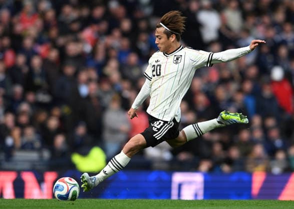 Glasgow, Scotland, 28th March 2026. Kodai Sano of Japan during the Scotland vs Japan International Friendly, Länderspiel, Nationalmannschaft match at Hampden Park, Glasgow. Picture credit should read: Neil Hanna Sportimage EDITORIAL USE ONLY. No use with unauthorised audio, video, data, fixture lists, club league logos or live services. Online in-match use limited to 120 images, no video emulation. No use in betting, games or single club league player publications. SPI_049_NH_Scotland_Japan SPI-4640-0046