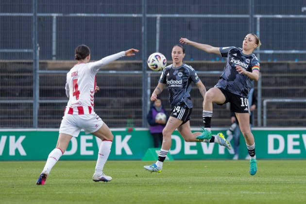 28 03 2026, xgrfx, Fußball Google Pixel Frauen Bundesliga, 1 FC Köln Eintracht Frankfurt v l Sara Agrez 1 FC Köln , Laura Freigang Eintracht Frankfurt DFL DFB REGULATIONS PROHIBIT ANY USE OF PHOTOGRAPHS as IMAGE SEQUENCES and or QUASI VIDEO Köln