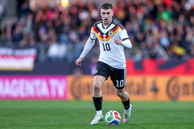 27 03 2026, Football, International match U21, Germany Northern Ireland, Qualification Under 21 European Championship 2027, Eintracht Stadion Braunschweig, Season 2025 2026 Brajan Gruda Germany U21 10 DFB regulations prohibit any use of photographs as image sequences and or quasi video Lower Saxony Germany