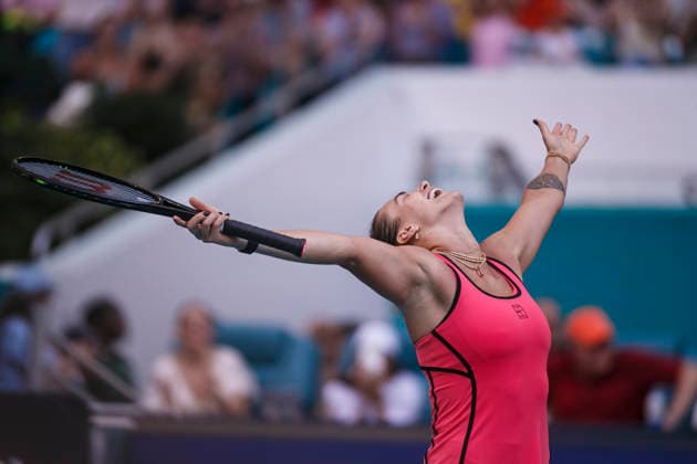 Miami Open Presented by Itau 2026 - March 27 Miami, Florida - March 27: play, react and celebrate during the Women™s Singles Final match between Aryna Sabalenka and Coco Gauff of USA on day 12 of the Miami Open at Hard Rock Stadium on March 27, 2026 in Miami, Florida, United States. Copyright: xLatinxSportxImagesx