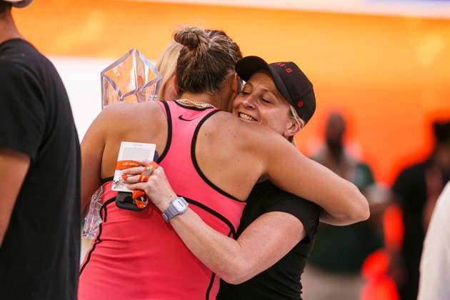 Miami Open Presented by Itau 2026 - March 27 Miami, Florida - March 27: Aryna Sabalenka celebrates with trophy after winning the Women™s Singles Final during the Women™s Singles Final match between Aryna Sabalenka and Coco Gauff of USA on day 12 of the Miami Open at Hard Rock Stadium on March 27, 2026 in Miami, Florida, United States. Copyright: xLatinxSportxImagesx