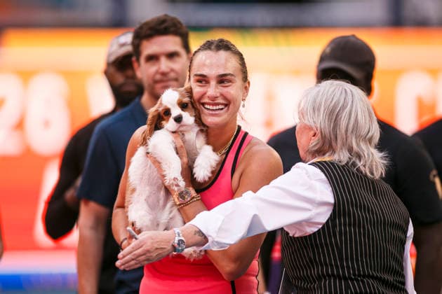 Miami Open Presented by Itau 2026 - March 27 Miami, Florida - March 27: Aryna Sabalenka celebrates with trophy after winning the Women™s Singles Final during the Women™s Singles Final match between Aryna Sabalenka and Coco Gauff of USA on day 12 of the Miami Open at Hard Rock Stadium on March 27, 2026 in Miami, Florida, United States. Copyright: xLatinxSportxImagesx