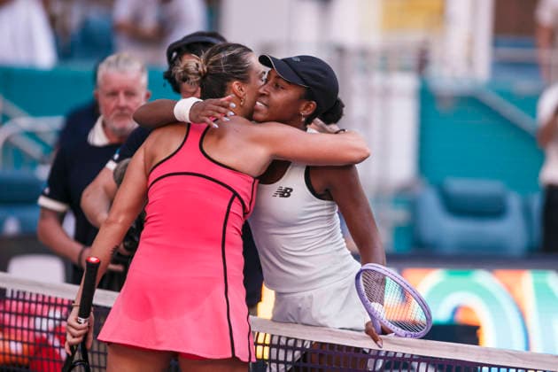 Miami Open Presented by Itau 2026 - March 27 Miami, Florida - March 27: play, react and celebrate during the Women™s Singles Final match between Aryna Sabalenka and Coco Gauff of USA on day 12 of the Miami Open at Hard Rock Stadium on March 27, 2026 in Miami, Florida, United States. Copyright: xLatinxSportxImagesx