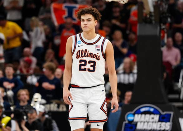 March 28, 2026, Houston, Texas, USA: Illinois guard KEATON WAGLER (23) during the NCAA, College League, USA MenÃ¢â‚¬â ¢s Basketball Tournament Elite Eight game between the Illinois Fighting Illini and the Iowa Hawkeyes on March 28, 2026 in Houston, Texas. Illinois won, 71-59. Houston USA - ZUMAc201 20260328_zap_c201_010 Copyright: xScottxColemanx