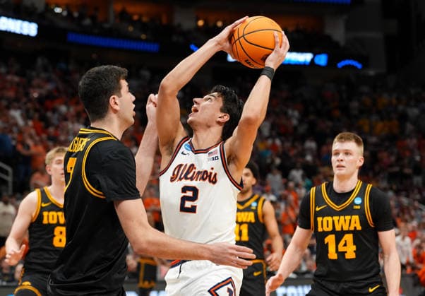 March 28, 2026, Houston, Texas, USA: Illinois guard ANDREJ STOJAKOVIC (2) looks for a shot under the basket during the NCAA, College League, USA MenÃ¢â‚¬â ¢s Basketball Tournament Elite Eight game between the Illinois Fighting Illini and the Iowa Hawkeyes on March 28, 2026 in Houston, Texas. Illinois won, 71-59. Houston USA - ZUMAc201 20260328_zap_c201_069 Copyright: xScottxColemanx