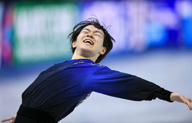 (260329) -- PRAGUE, March 29, 2026 -- Kagiyama Yuma of Japan competes during the free skating match of the men single skating at the ISU Figure skating, Eiskunstlauf World Championships 2026 in Prague, the Czech Republic, March 28, 2026. ) (SP)CZECH REPUBLIC-PRAGUE-FIGURE SKATING-ISU WORLD CHAMPIONSHIPS-MEN SINGLE SKATING-FREE SKATING ZhangxHaofu 