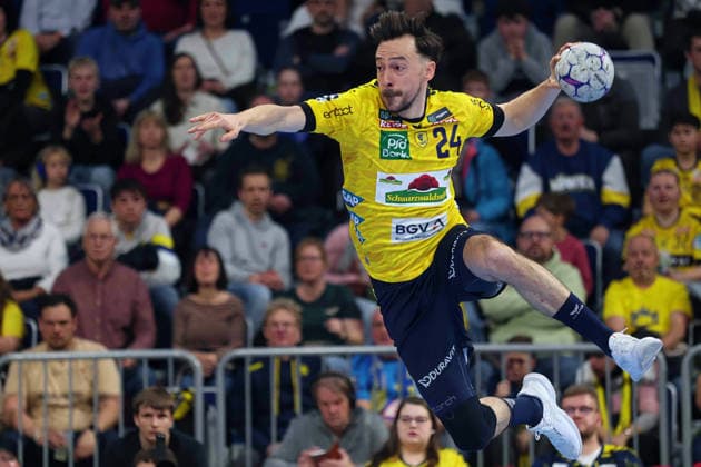 In attack tPatrick Groetzki Rhein Neckar Loewen, 24 GER, Rhein Neckar Loewen vs HWG Wetzlar, Handball, 1 Bundesliga, Matchday 26 Season 2025 2026, 28 03 2026 GER, Rhein Neckar Loewen vs HWG Wetzlar, 1 Bundesliga, Matchday 26 Season 2025 2026, 28 03 2026 Mannheim Copyright: xEibner-Pressefoto JoergxHirschx EP_JHH