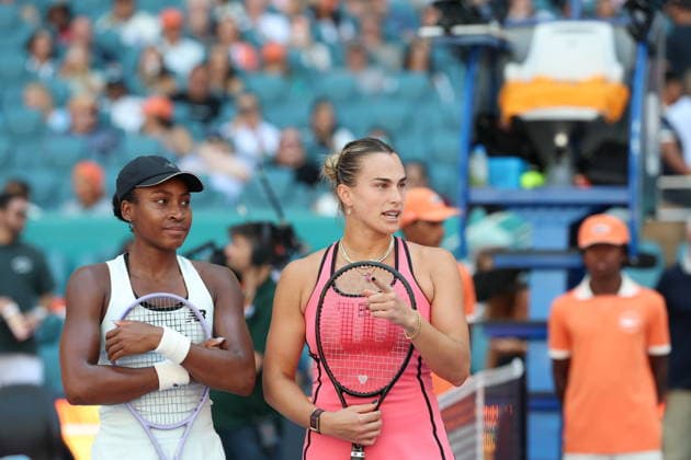 MIAMI GARDENS, FL - MARCH 28: Aryna Sabalenka of Belarus defeats Coco Gauff of the United States during the women s singles final match of the Miami Open on March 28, 2026, at Hard Rock Stadium in Miami Gardens, Florida People: Coco Gauff, Aryna Sabalenka Copyright: xhoo-me.com MediaPunchx